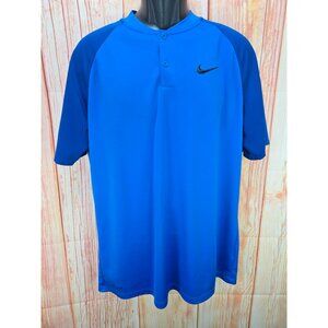 Nike Dri-Fit Blue Short Sleeve Baseball Collar Polo Large